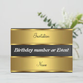 Einladung Gold und Black Birthday Party (Stehend Vorderseite)