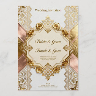 Einladung Golden Elegance – Luxuriöse Hochzeitsein
