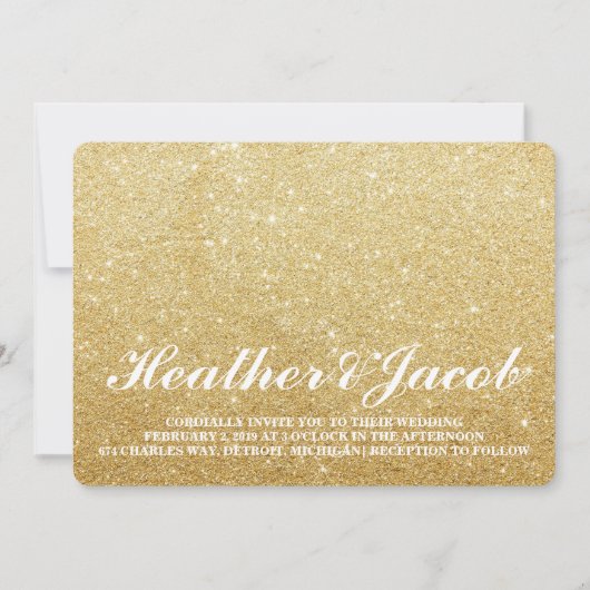 Einladung - Golden Glit Fab Hochzeit (Vorderseite)