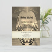 Einladung | Goldenes Herz mit Engel Wings (Stehend Vorderseite)