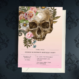 Einladung Gothic Dusty Pink Vintag Skull