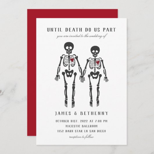 Einladung gotischer Skelette (Vorne/Hinten)