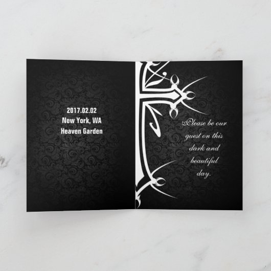 Einladung - gotisches Schwarz mit weißem Licht (Innenseite)