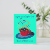 EINLADUNG GRAND ÖFFNUNG KAFFEE SHOP CAFE POSTCARD (Stehend Vorderseite)
