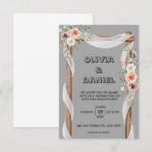 Einladung grau, braun, rustikal und rosa (Vorne/Hinten)