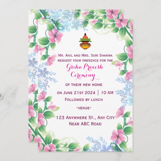 Einladung Grihapravesh (Vorne/Hinten)