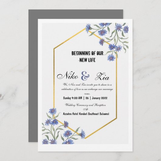 Einladung, Größe: 12,7 cm x 17,8 cm, Papier: M Einladung (Vorne/Hinten)