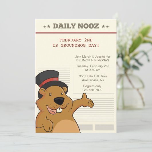 Einladung Groundhog Days Nooz (Stehend Vorderseite)