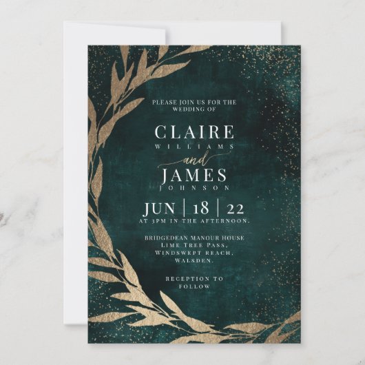 Einladung GRÜNE UND GOLD (Vorderseite)