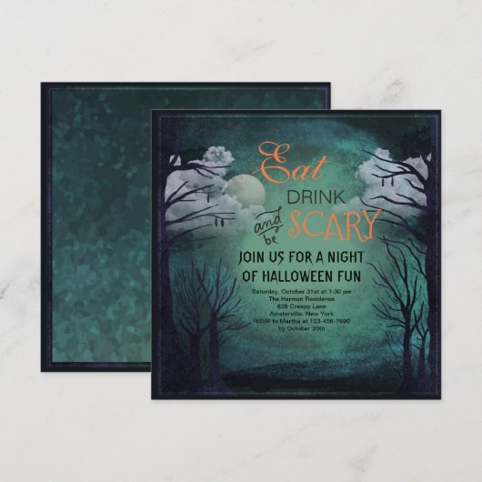 Einladung Halloween Mitternacht (Vorne/Hinten)