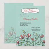 Einladung handgezeichneter Blume (Vorne/Hinten)