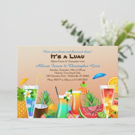 Einladung Hawaiian Luau (Stehend Vorderseite)