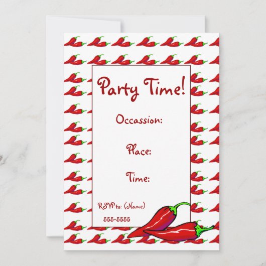 Einladung - heiße Chili-Paprikaschoten (Vorderseite)