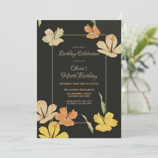 Einladung Hibiskus für Nacht (Stehend Vorderseite)