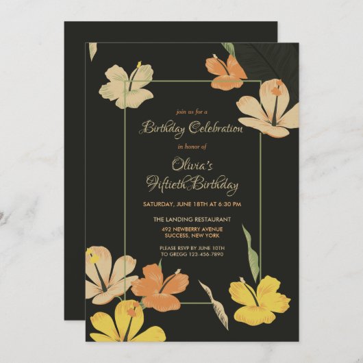 Einladung Hibiskus für Nacht (Vorne/Hinten)