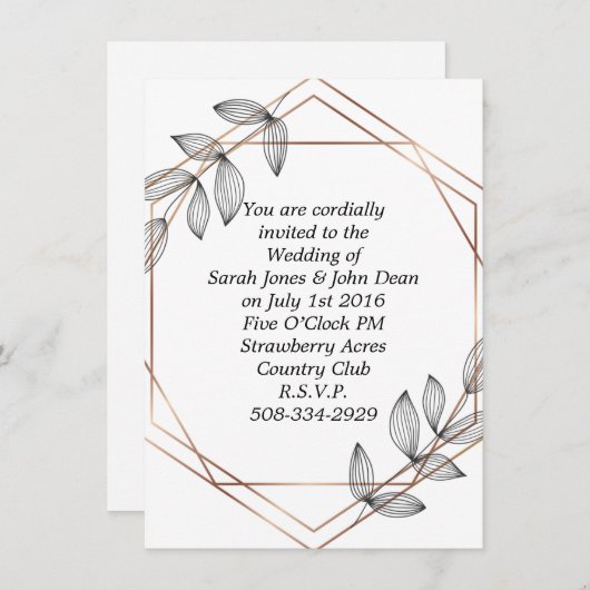 Einladung Hochzeit (Vorne/Hinten)