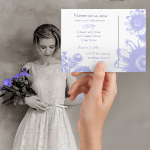 Einladung Hochzeit-Blue Perwinkle Vintage Blume