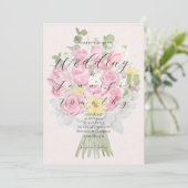 Einladung Hochzeit Botanischer Rosa-Strauß (Stehend Vorderseite)