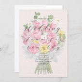 Einladung Hochzeit Botanischer Rosa-Strauß (Vorne/Hinten)