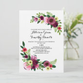 Einladung Hochzeit Burgundy Handgemalt Bloral (Stehend Vorderseite)