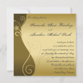 Einladung Hochzeit Classy Brown Gold Floral (Rückseite)