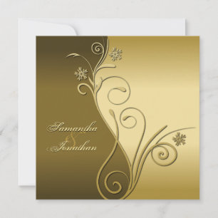 Einladung Hochzeit Classy Brown Gold Floral
