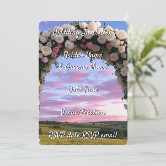 Einladung Hochzeit Elegant florale Rustikale Boho (Stehend Vorderseite)