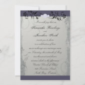 Einladung Hochzeit Elegant Graue Lila Flora (Rückseite)