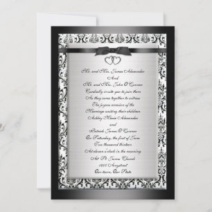 Einladung Hochzeit elegant Schwarz-weiß