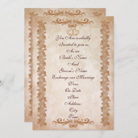 Einladung Hochzeit elegante formale Blumen (Vorne/Hinten)