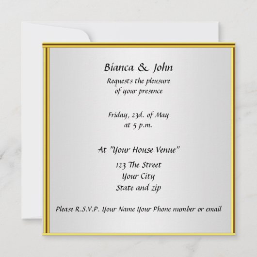 Einladung Hochzeit Elegante Gold (Rückseite)