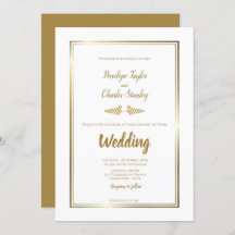 Einladung Hochzeit Elegante Gold Grenze