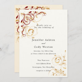 Einladung Hochzeit Elegante Goldene Swirl Farbwahl