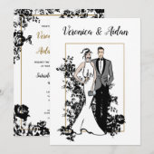 Einladung Hochzeit Elegante Mode Illustration (Vorne/Hinten)