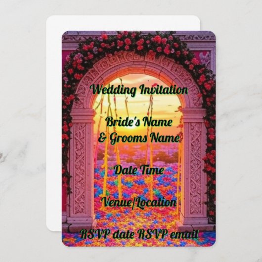 Einladung Hochzeit Elegante Romantische Flora Rust (Vorne/Hinten)