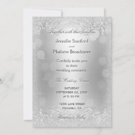 Einladung Hochzeit Elegante Silver Imitats Glitzer