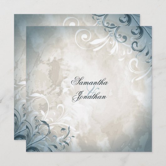 Einladung Hochzeit Elegante Vintage Foliage & Swir (Vorne/Hinten)