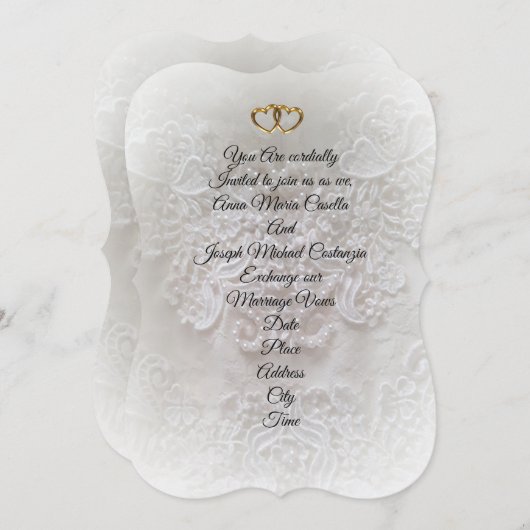 Einladung Hochzeit Elegante weiche Fokusspitze (Vorne/Hinten)