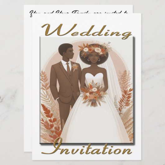 Einladung Hochzeit glückliches ethnisches Paar (Vorne/Hinten)