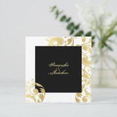 Einladung Hochzeit Gold Schwarz-weißes Elegantes F (Stehend Vorderseite)