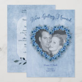 Einladung Hochzeit Herz der blauen Rose Foto Beila (Vorne/Hinten)