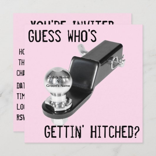 Einladung - Hochzeit - "Hitched" (Vorne/Hinten)