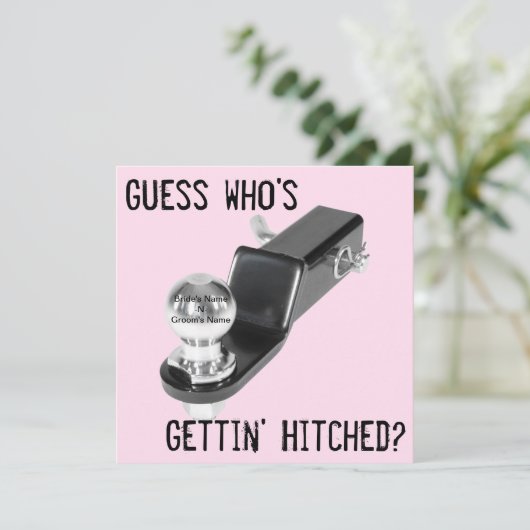 Einladung - Hochzeit - "Hitched" (Stehend Vorderseite)