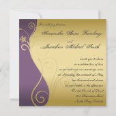 Einladung Hochzeit Klasse Lila Gold Floral (Rückseite)