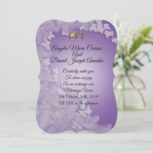 Einladung Hochzeit, Lavendel mit Ivy custo m colo (Stehend Vorderseite)