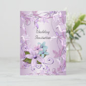 Einladung Hochzeit Lila Mauve Floral (Stehend Vorderseite)