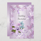Einladung Hochzeit Lila Mauve Floral (Vorne/Hinten)