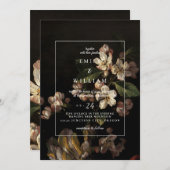 Einladung Hochzeit Romantische Moody Dark Floral (Vorne/Hinten)