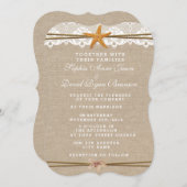 Einladung Hochzeit Rustic Beach Starfish Lace (Vorne/Hinten)