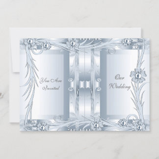 Einladung Hochzeit Silver Blue Art Deco